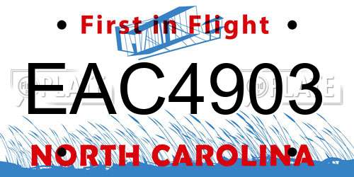 EAC4903 North Carolina License Plate