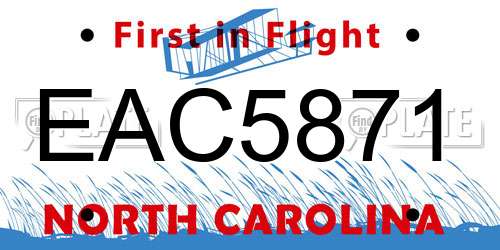EAC5871 North Carolina License Plate