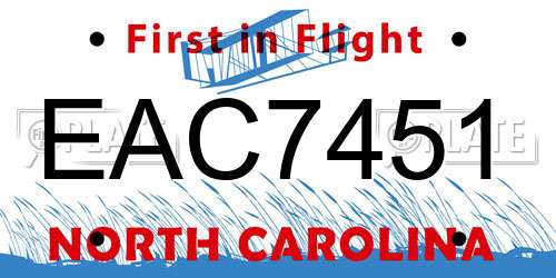 EAC7451 North Carolina License Plate