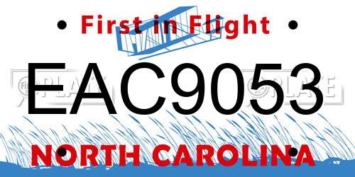EAC9053 North Carolina License Plate