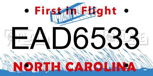 EAD6533 North Carolina License Plate