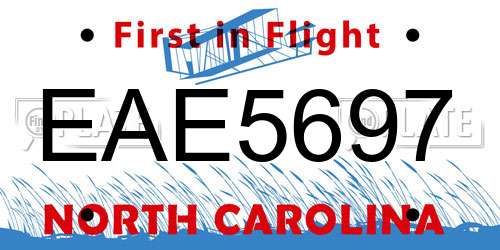 EAE5697 North Carolina License Plate