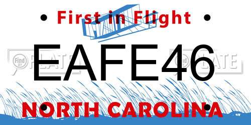EAFE46 North Carolina License Plate