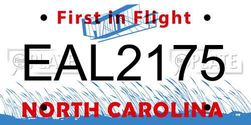 EAL2175 North Carolina License Plate