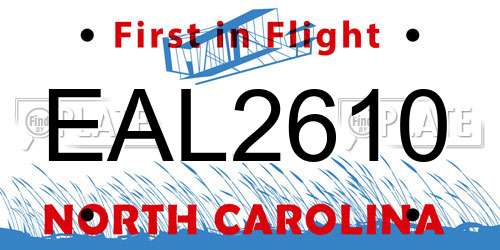 EAL2610 North Carolina License Plate