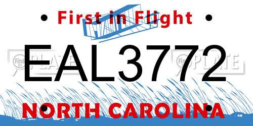 EAL3772 North Carolina License Plate