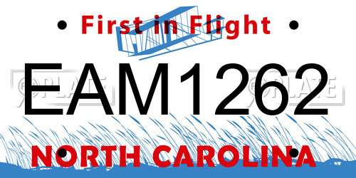 EAM1262 North Carolina License Plate