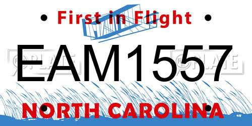 EAM1557 North Carolina License Plate
