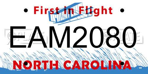 EAM2080 North Carolina License Plate