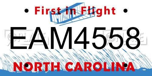 EAM4558 North Carolina License Plate