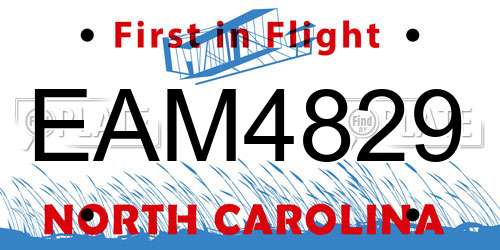 EAM4829 North Carolina License Plate