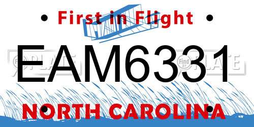 EAM6331 North Carolina License Plate