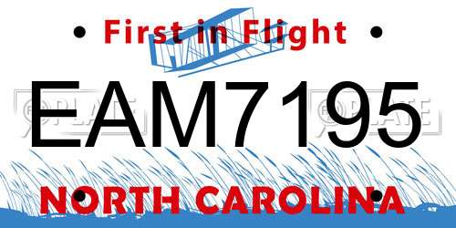 EAM7195 North Carolina License Plate