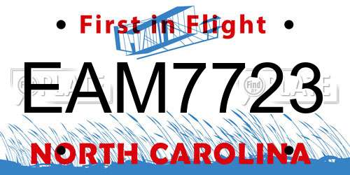 EAM7723 North Carolina License Plate