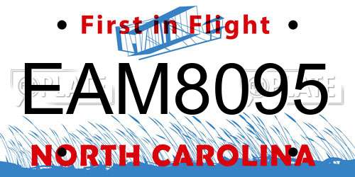 EAM8095 North Carolina License Plate