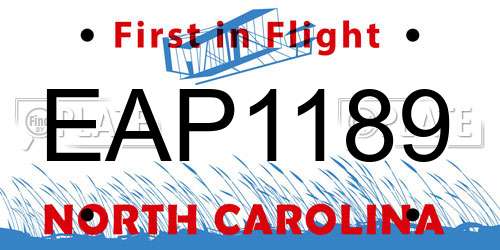 EAP1189 North Carolina License Plate