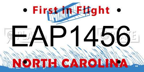 EAP1456 North Carolina License Plate