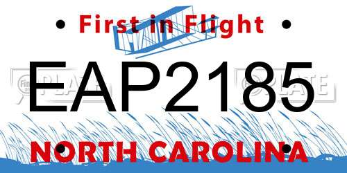 EAP2185 North Carolina License Plate