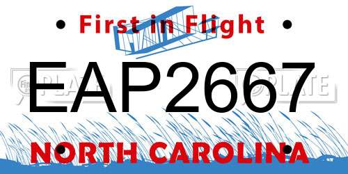 EAP2667 North Carolina License Plate