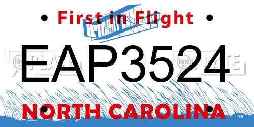 EAP3524 North Carolina License Plate