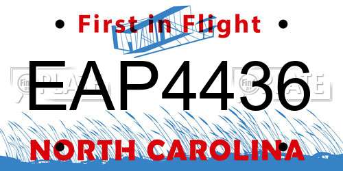 EAP4436 North Carolina License Plate