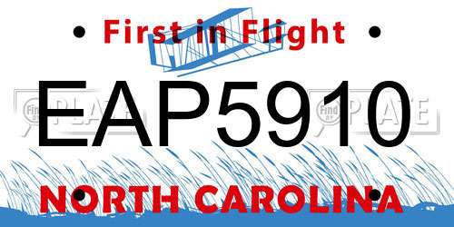 EAP5910 North Carolina License Plate