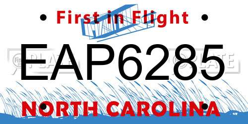 EAP6285 North Carolina License Plate