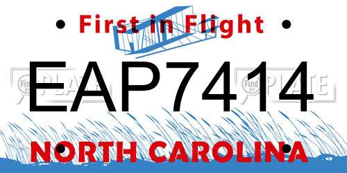 EAP7414 North Carolina License Plate