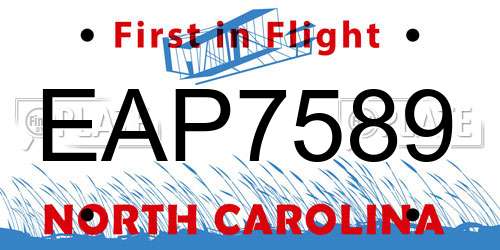 EAP7589 North Carolina License Plate