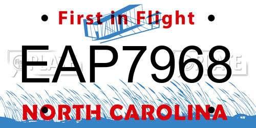 EAP7968 North Carolina License Plate