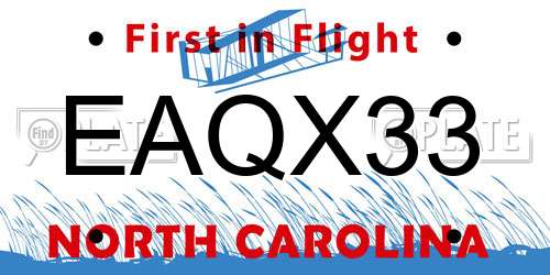 EAQX33 North Carolina License Plate