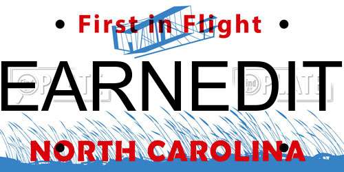 EARNEDIT North Carolina License Plate