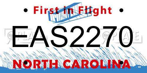 EAS2270 North Carolina License Plate