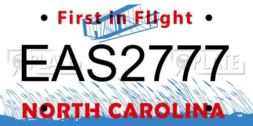 EAS2777 North Carolina License Plate