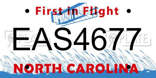 EAS4677 North Carolina License Plate