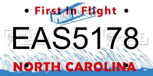 EAS5178 North Carolina License Plate