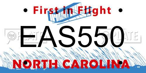 EAS550 North Carolina License Plate