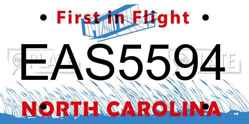 EAS5594 North Carolina License Plate