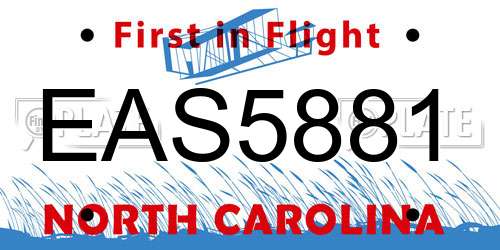 EAS5881 North Carolina License Plate