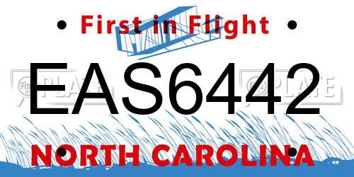 EAS6442 North Carolina License Plate