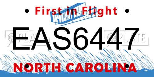 EAS6447 North Carolina License Plate