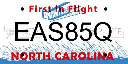 EAS85Q North Carolina License Plate