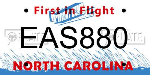 EAS880 North Carolina License Plate