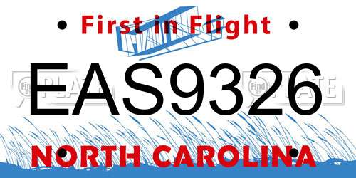EAS9326 North Carolina License Plate