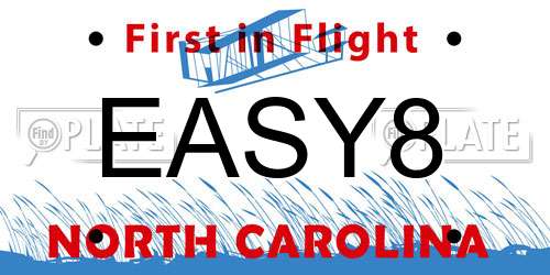 EASY8 North Carolina License Plate
