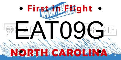 EAT09G North Carolina License Plate