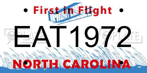 EAT1972 North Carolina License Plate