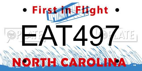 EAT497 North Carolina License Plate