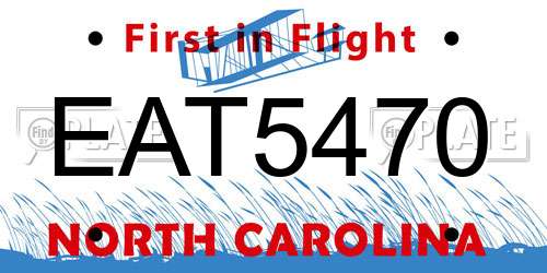 EAT5470 North Carolina License Plate