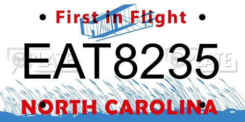 EAT8235 North Carolina License Plate